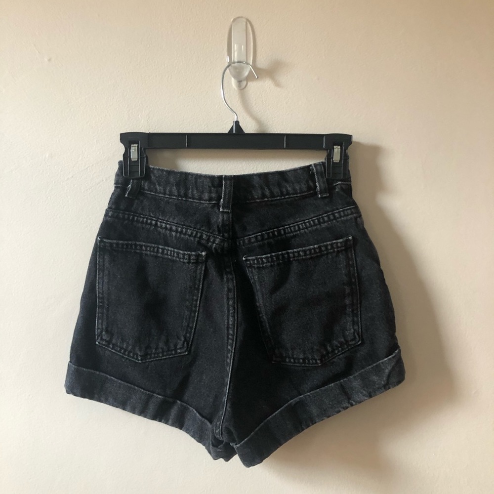 American Apparel High Waisted Black Denim Shorts - Picture 2 of 3